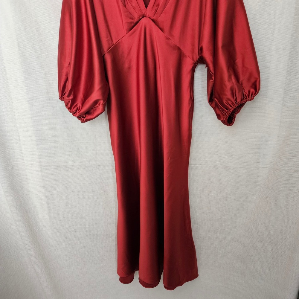 Sachin & Babi Anthropologie Midi Dress Womens 10 Satin Balloon Sleeve Romantic - Picture 5 of 13